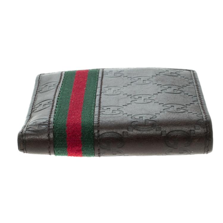 مملوكة مسبقًا Gucci Brown Guccissima Leather Web Bifold Wallet 