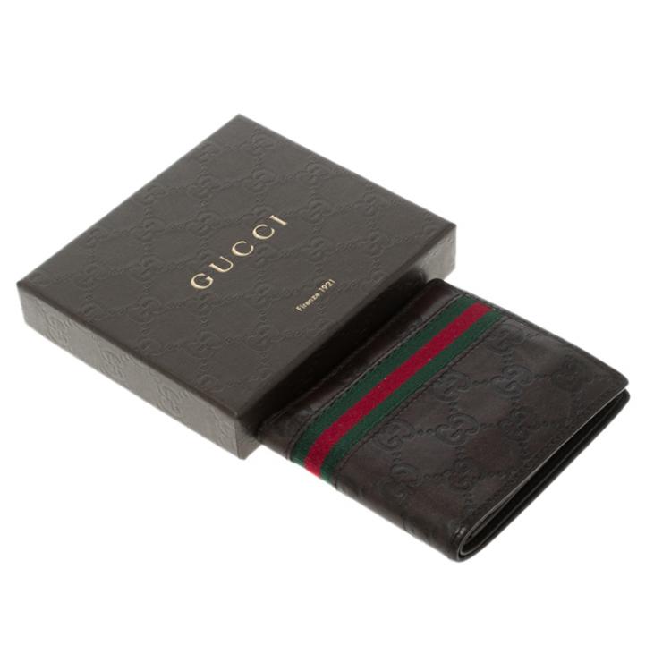 مملوكة مسبقًا Gucci Brown Guccissima Leather Web Bifold Wallet 