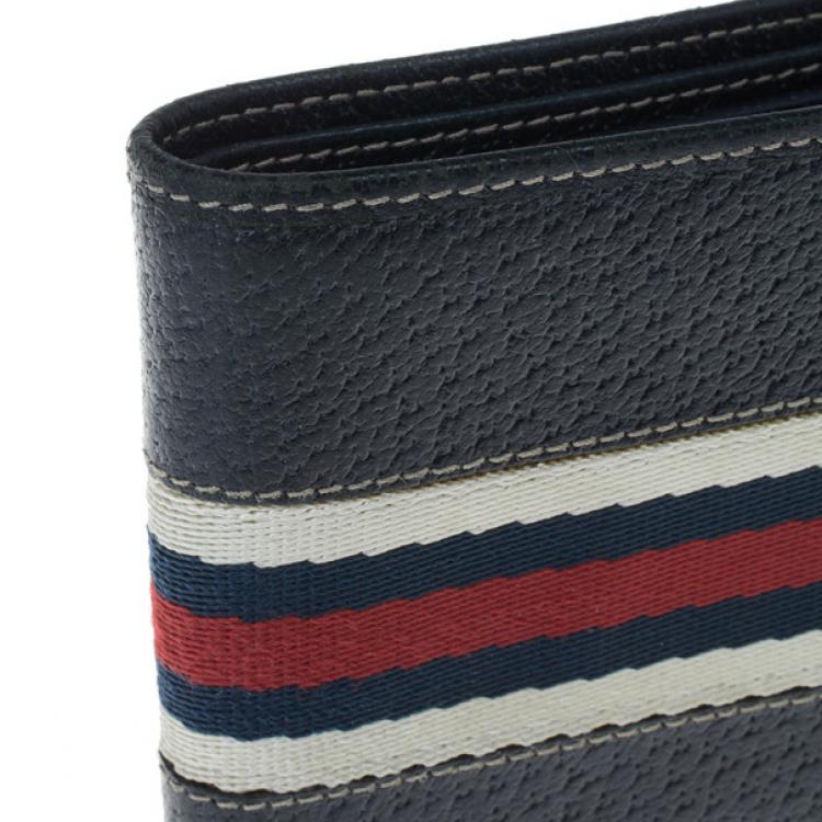 Pre Owned Gucci Signature Web Leather Men Bi-fold Wallet