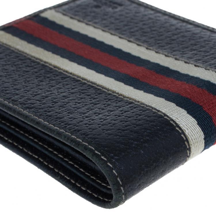 Pre Owned Gucci Signature Web Leather Men Bi-fold Wallet
