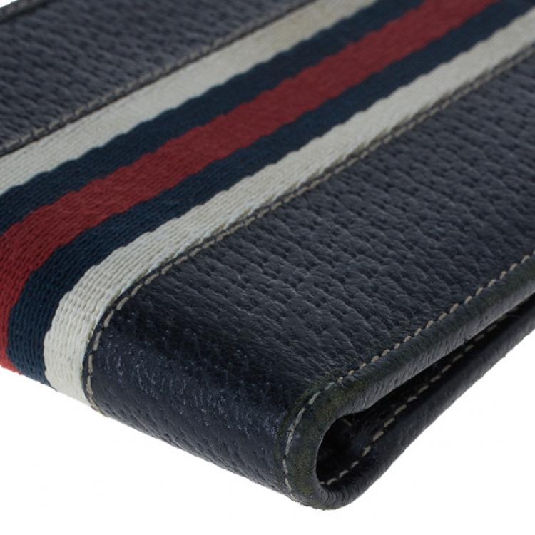 Pre Owned Gucci Signature Web Leather Men Bi-fold Wallet