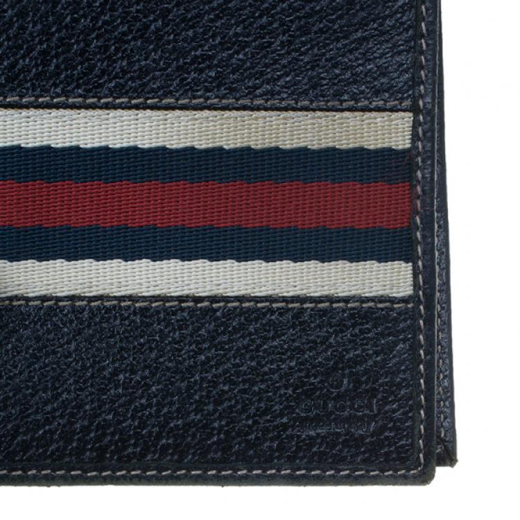 Pre Owned Gucci Signature Web Leather Men Bi-fold Wallet