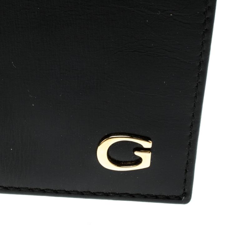 مملوكة مسبقًا Gucci Black Glossy Leather Logo Bifold Wallet