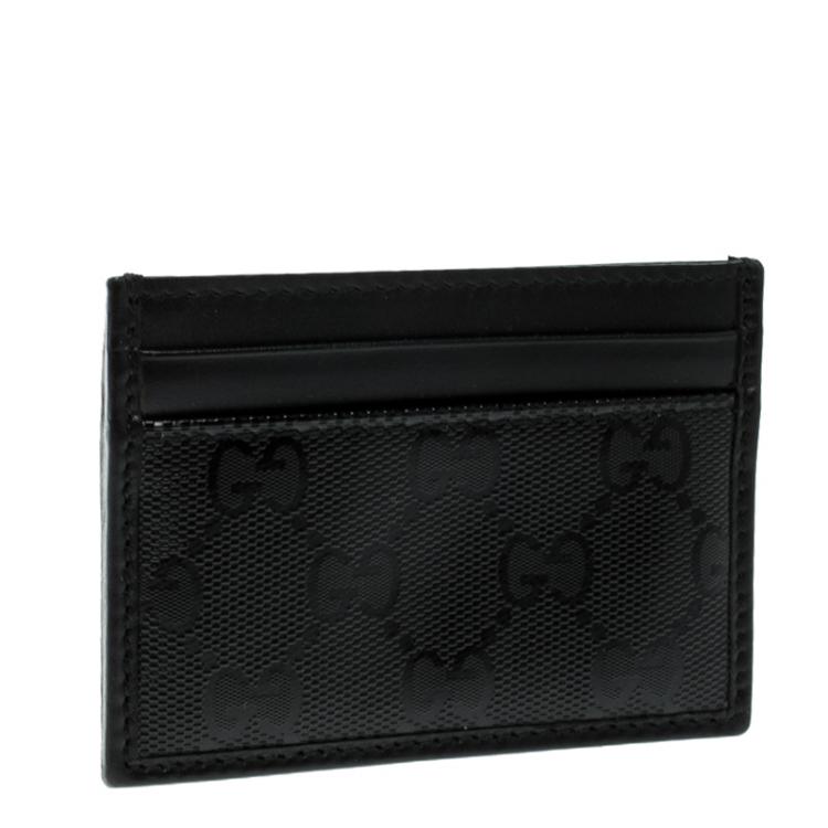 مملوكة مسبقًا Gucci Black GG Imprime Canvas and Leather Card Holder 
