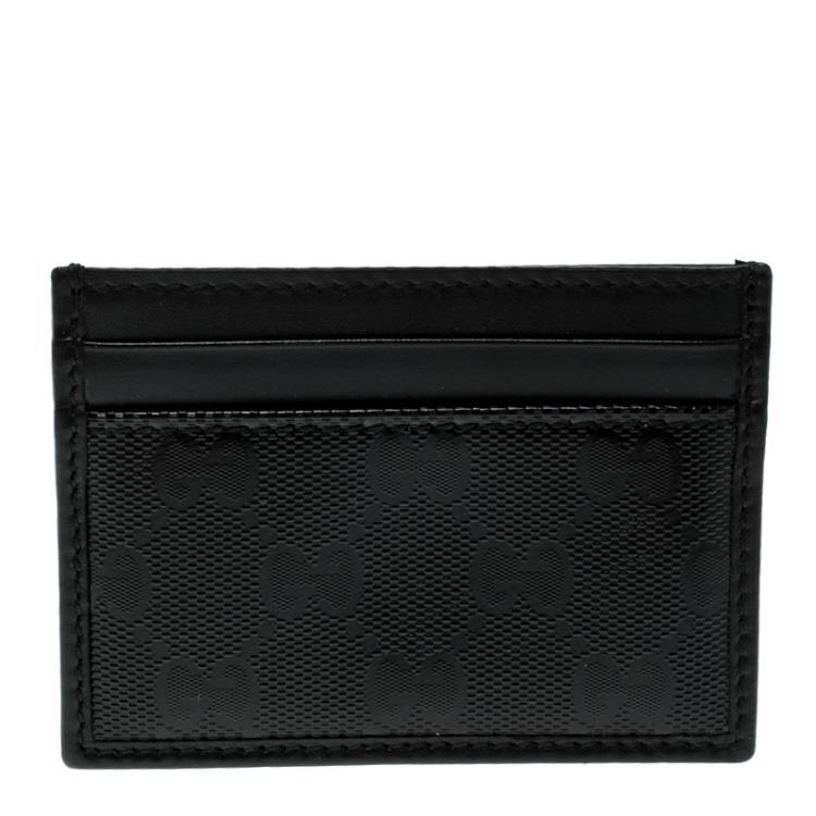مملوكة مسبقًا Gucci Black GG Imprime Canvas and Leather Card Holder 
