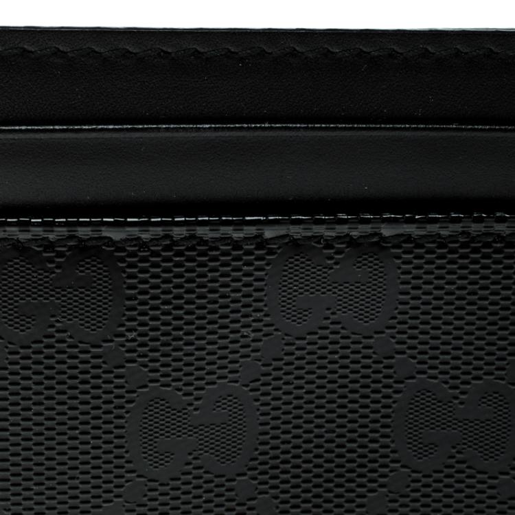 مملوكة مسبقًا Gucci Black GG Imprime Canvas and Leather Card Holder 