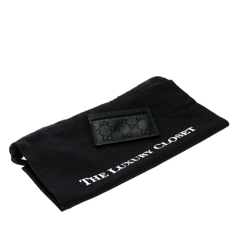 مملوكة مسبقًا Gucci Black GG Imprime Canvas and Leather Card Holder 