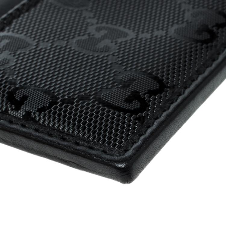 مملوكة مسبقًا Gucci Black GG Imprime Canvas and Leather Card Holder 