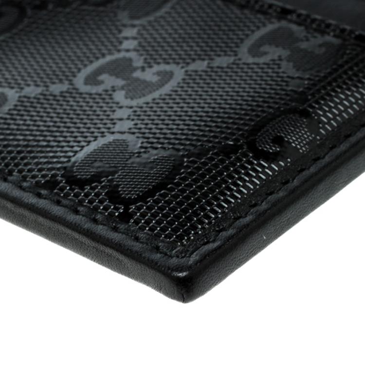 مملوكة مسبقًا Gucci Black GG Imprime Canvas and Leather Card Holder 