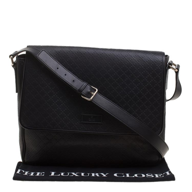 Pre Owned Gucci Black Diamante Leather Hilary Messenger Bag