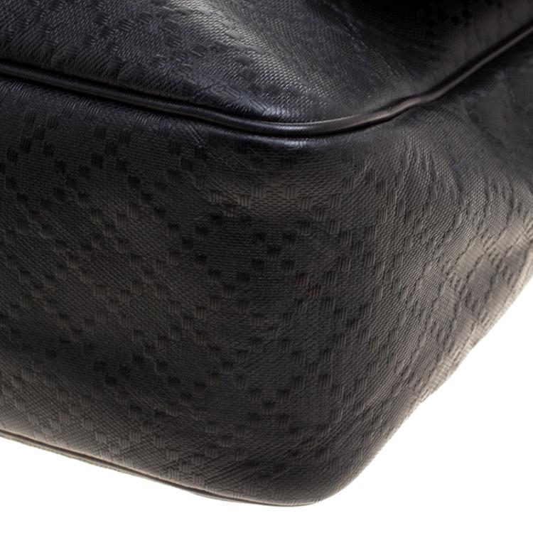 Pre Owned Gucci Black Diamante Leather Hilary Messenger Bag