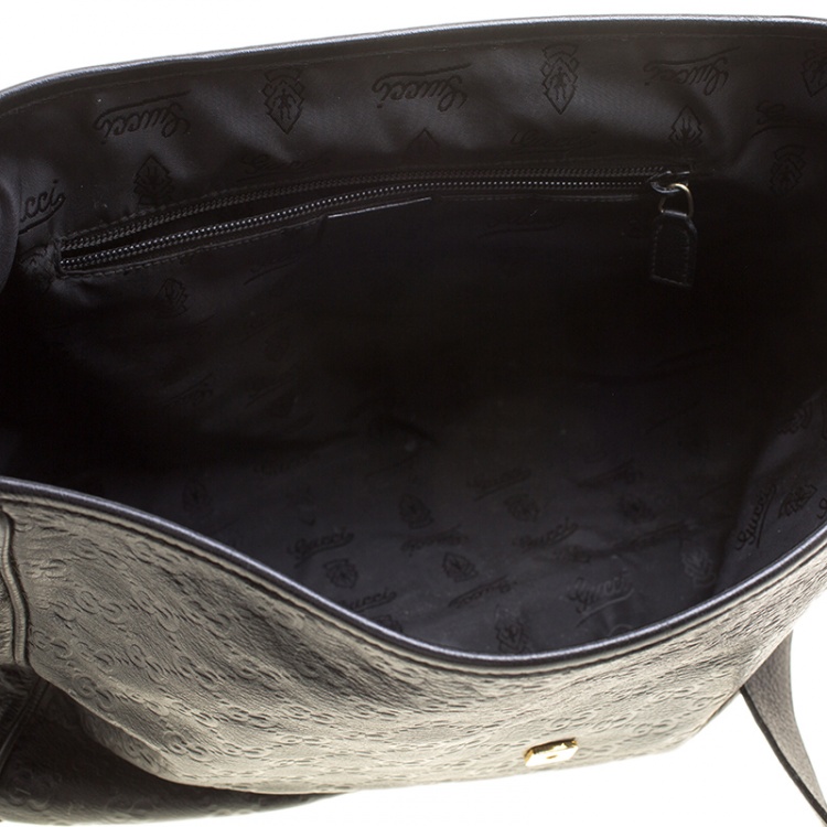Pre Owned Gucci Black Guccissima Leather Messenger Bag