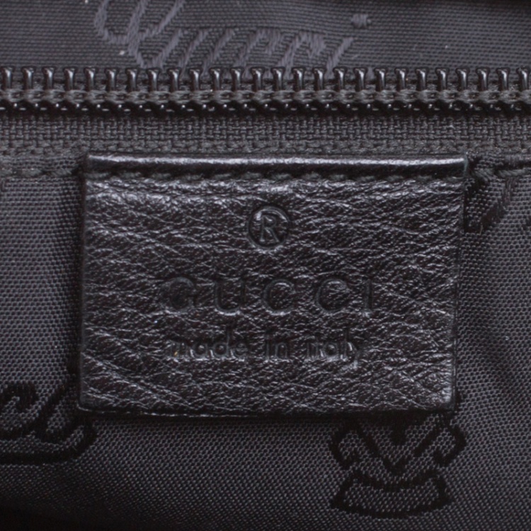 Pre Owned Gucci Black Guccissima Leather Messenger Bag