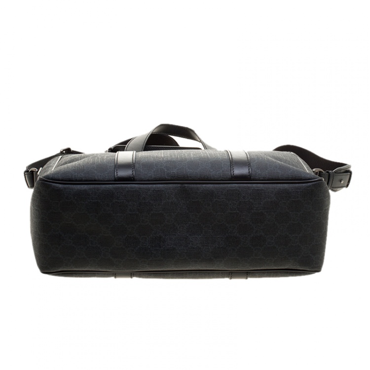 Pre Owned Gucci Grey/Black GG Supreme Canvas Tote