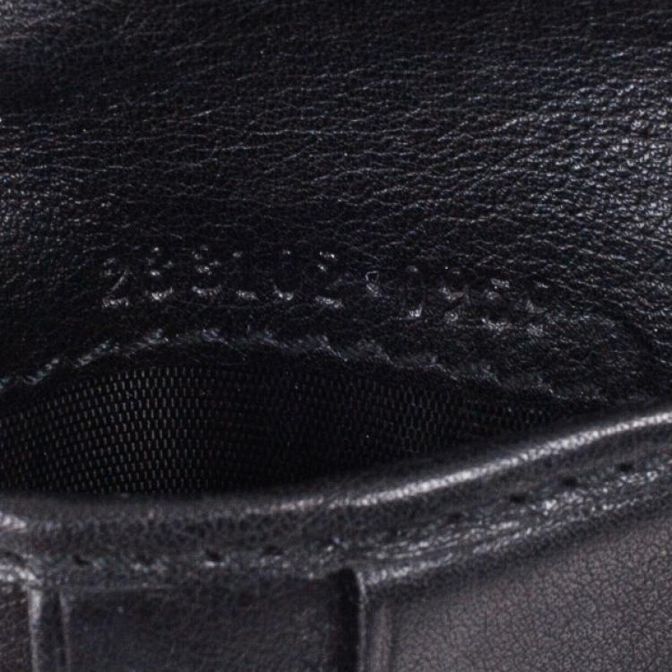 Pre Owned Gucci Black Leather Metal Bar Bi-Fold Wallet