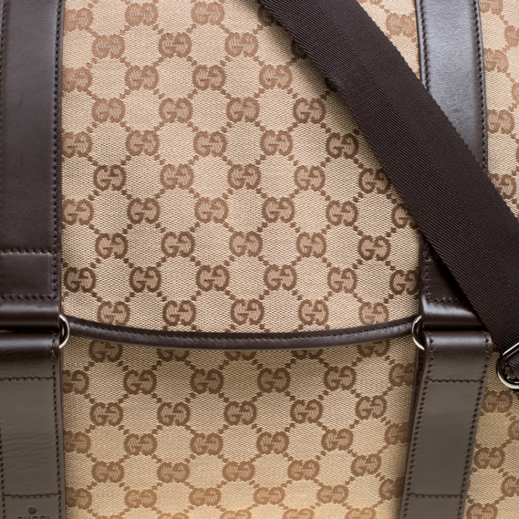 Pre Owned Gucci Beige/Ebony GG Canvas Large Messenger Bag