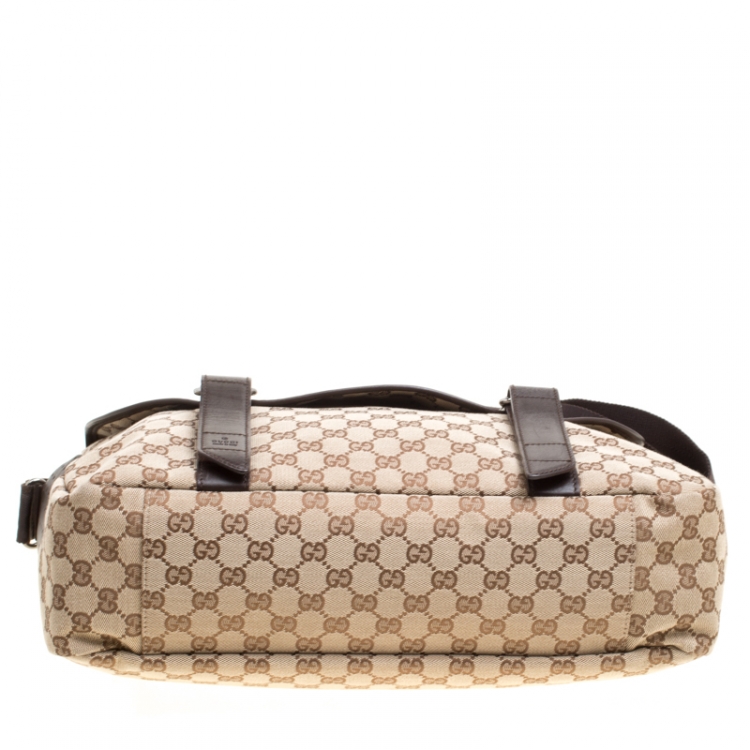 Pre Owned Gucci Beige/Ebony GG Canvas Large Messenger Bag