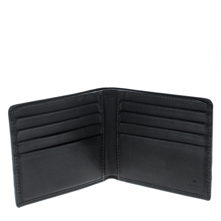 مملوكة مسبقًا Gucci Black Guccissima Leather Web Bifold Wallet