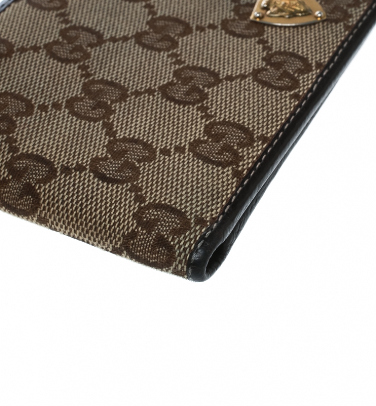 Pre Owned Gucci Beige/Brown GG Canvas and Leather Bifold Wallet