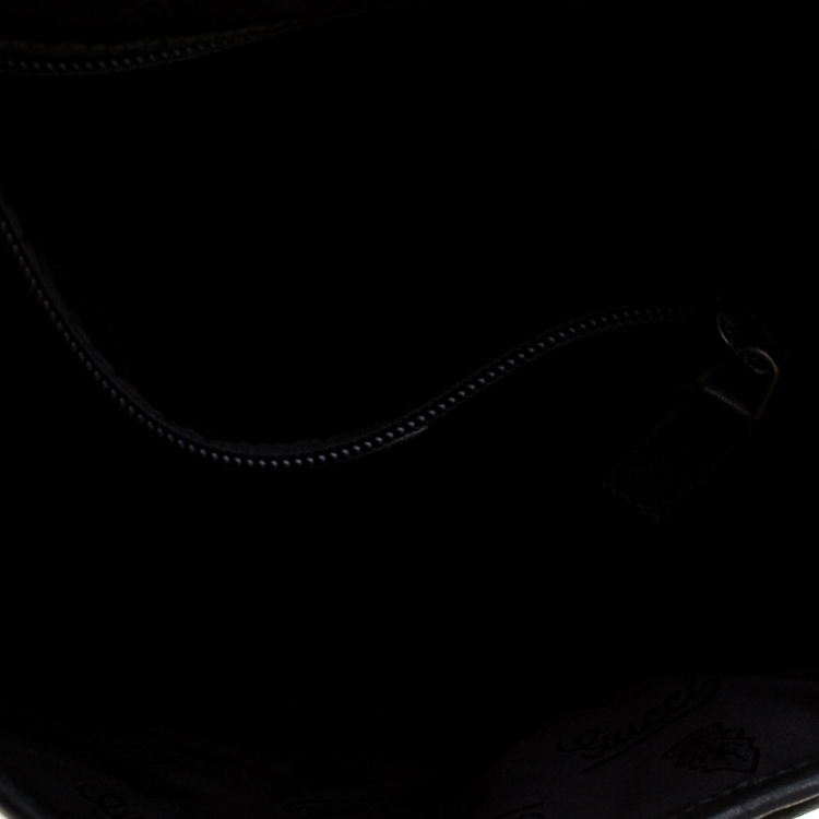 Pre Owned Gucci Black Guccissima Leather Messenger Bag
