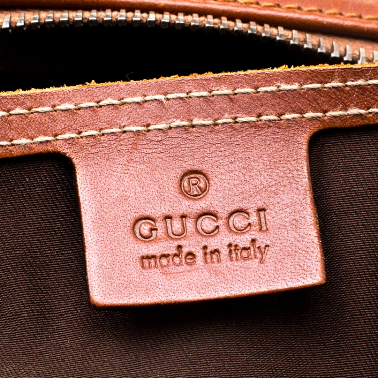 Pre Owned Gucci Light Beige GG Supreme Canvas Web Duffle Bag