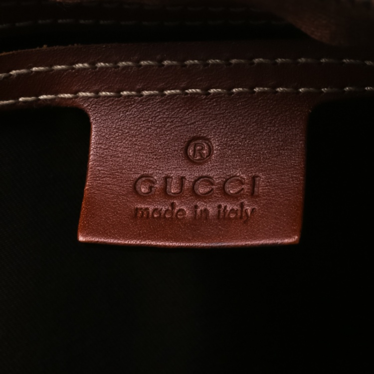 Pre Owned Gucci Light Beige GG Supreme Coated Canvas Web Duffle Bag