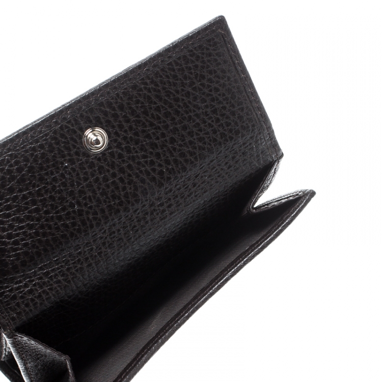 Pre Owned Gucci Dark Brown GG Canvas and Leather Compact Wallet