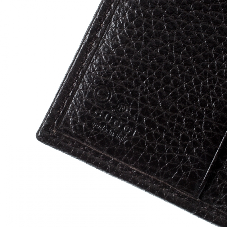 Pre Owned Gucci Dark Brown GG Canvas and Leather Compact Wallet