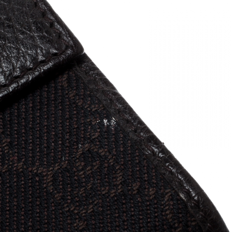 Pre Owned Gucci Dark Brown GG Canvas and Leather Compact Wallet