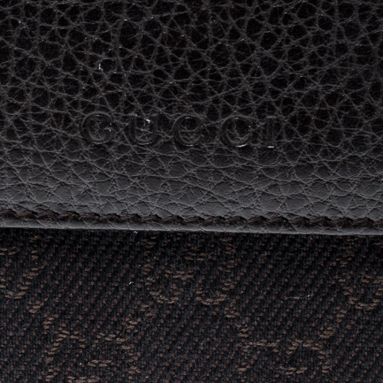 Pre Owned Gucci Dark Brown GG Canvas and Leather Compact Wallet
