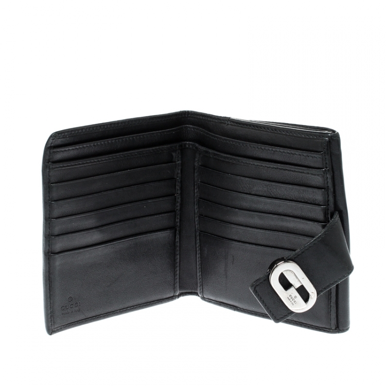 Pre Owned Gucci Black Leather Bi-Fold Wallet