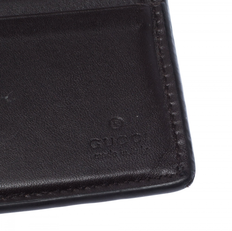 Pre Owned Gucci Dark Brown Gucissima Leather GG Bifold Wallet 