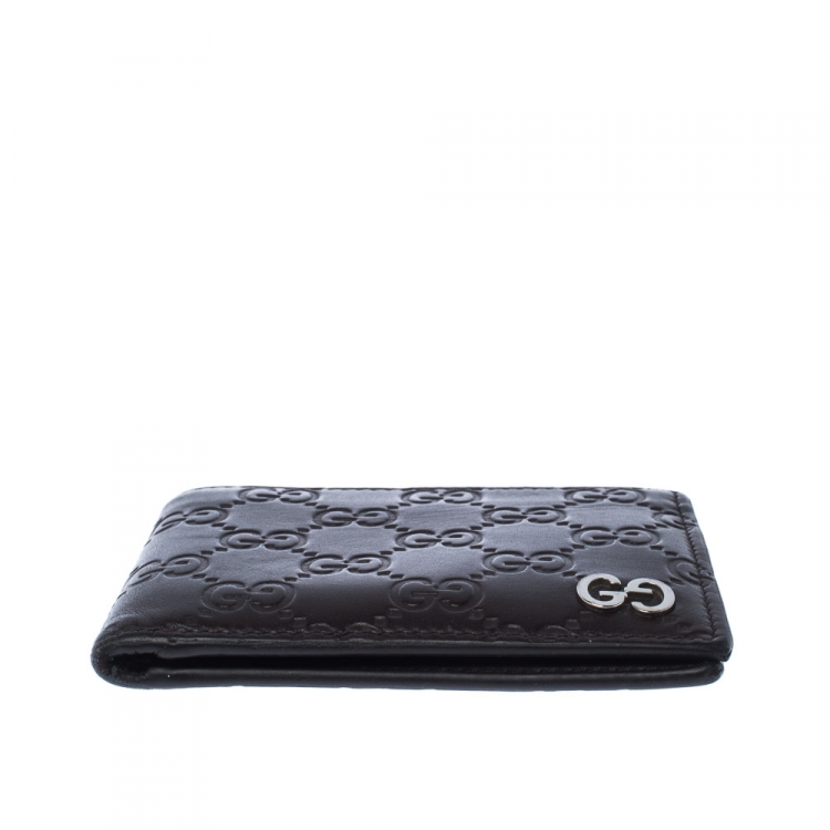 Pre Owned Gucci Dark Brown Gucissima Leather GG Bifold Wallet 