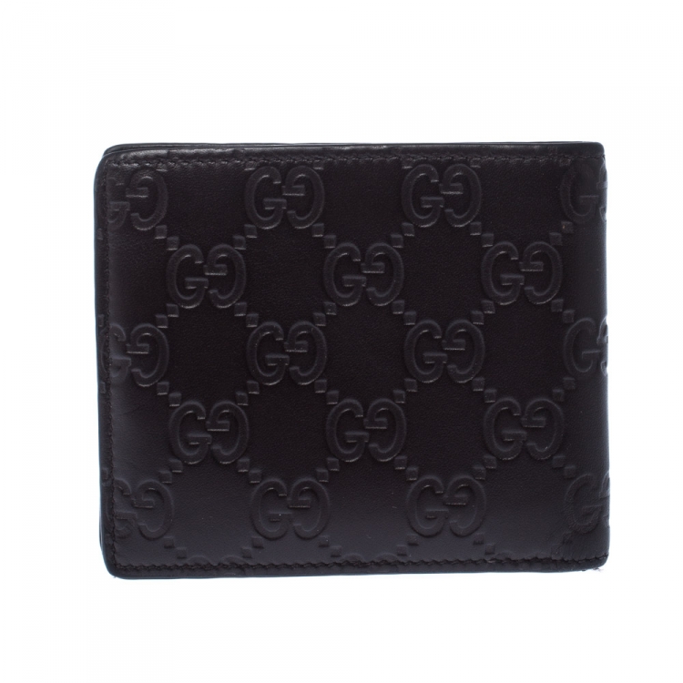 Pre Owned Gucci Dark Brown Gucissima Leather GG Bifold Wallet 