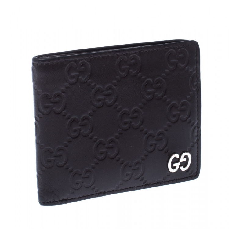 Pre Owned Gucci Dark Brown Gucissima Leather GG Bifold Wallet 