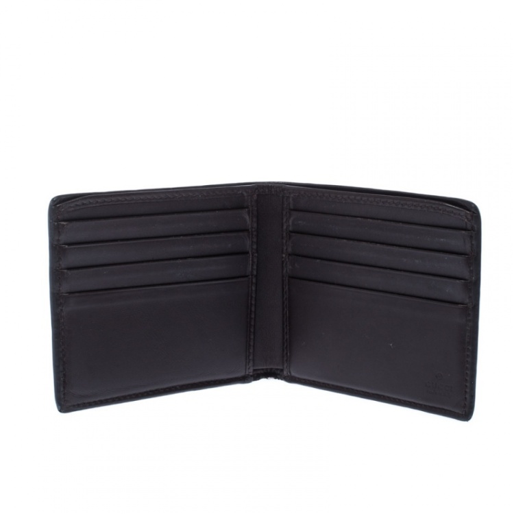 Pre Owned Gucci Dark Brown Gucissima Leather GG Bifold Wallet 