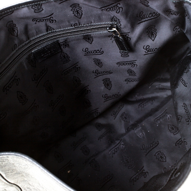 Pre Owned Gucci Black Guccissima Leather Messenger Bag