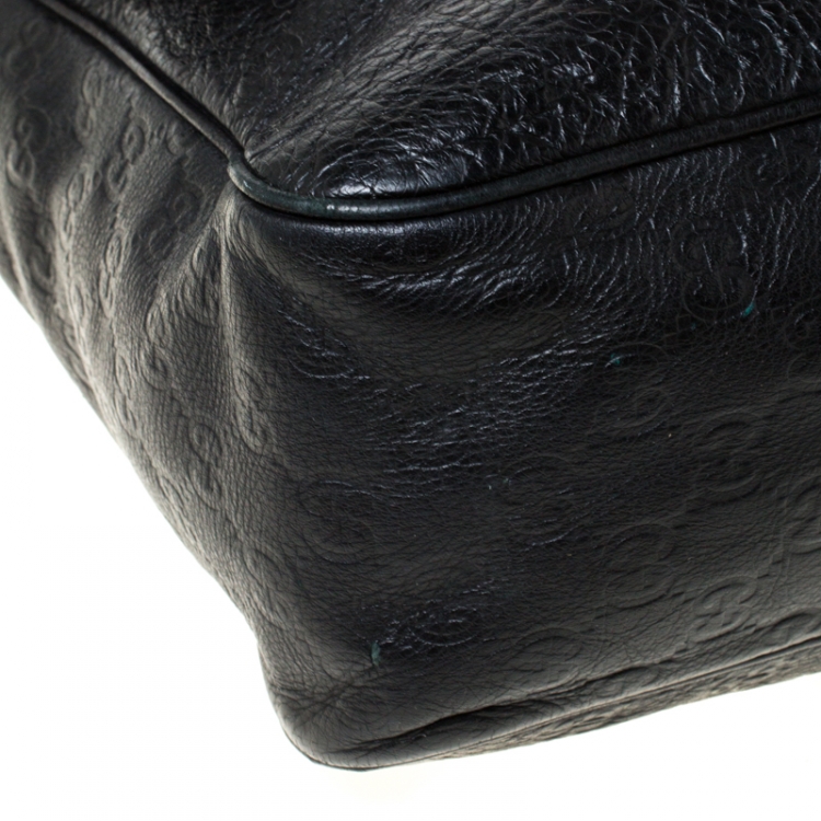 Pre Owned Gucci Black Guccissima Leather Messenger Bag