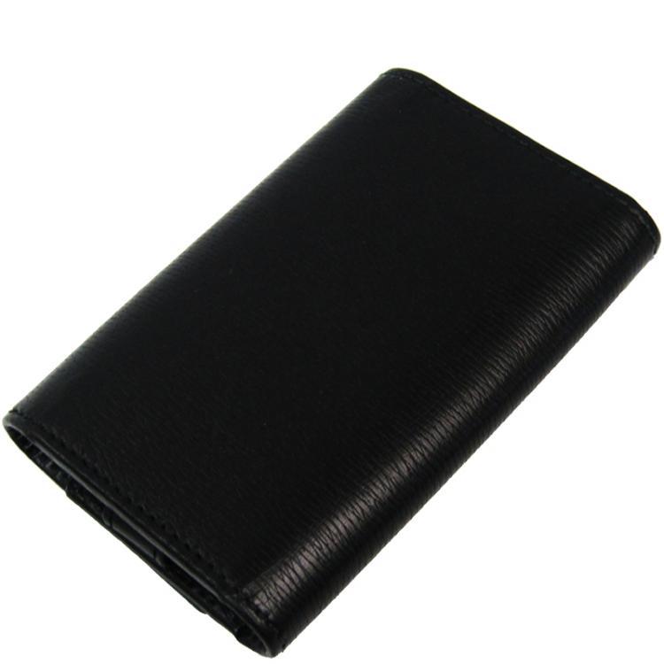 Pre Owned Gucci Black Leather Interlocking Key Case