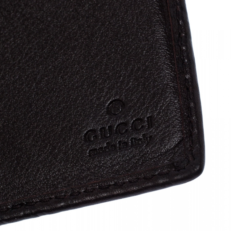 Pre Owned Gucci Dark Brown Guccissima Leather Money Clip Wallet