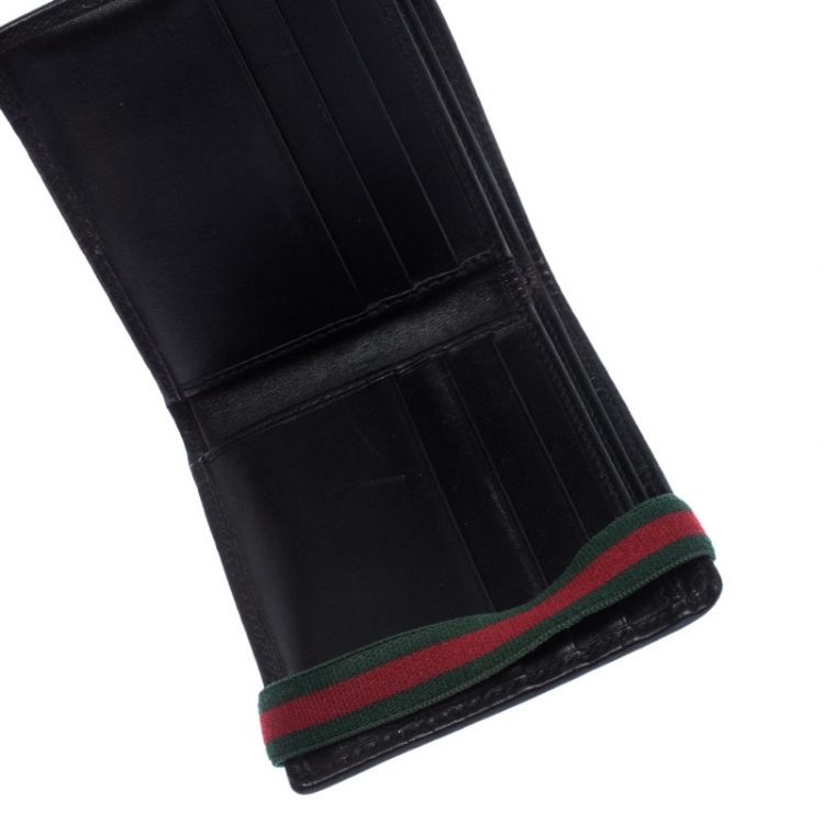 Gucci Black Leather Guccissima Web Bi-Fold Wallet Gucci | The Luxury Closet