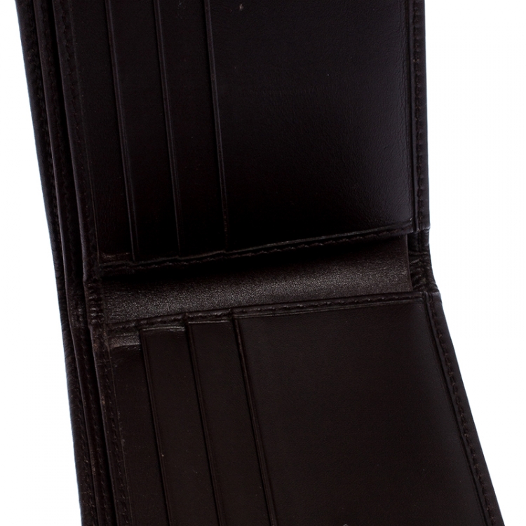 Pre Owned Gucci Dark Brown/Beige GG Canvas and Leather Bifold Wallet