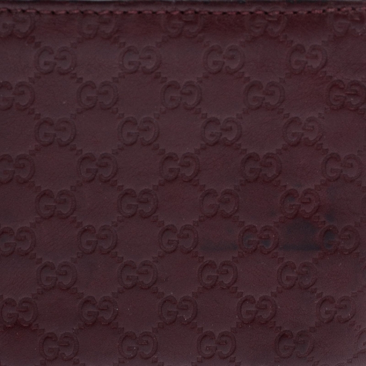 Pre Owned Gucci Burgundy Guccissima Leather Bifold Wallet