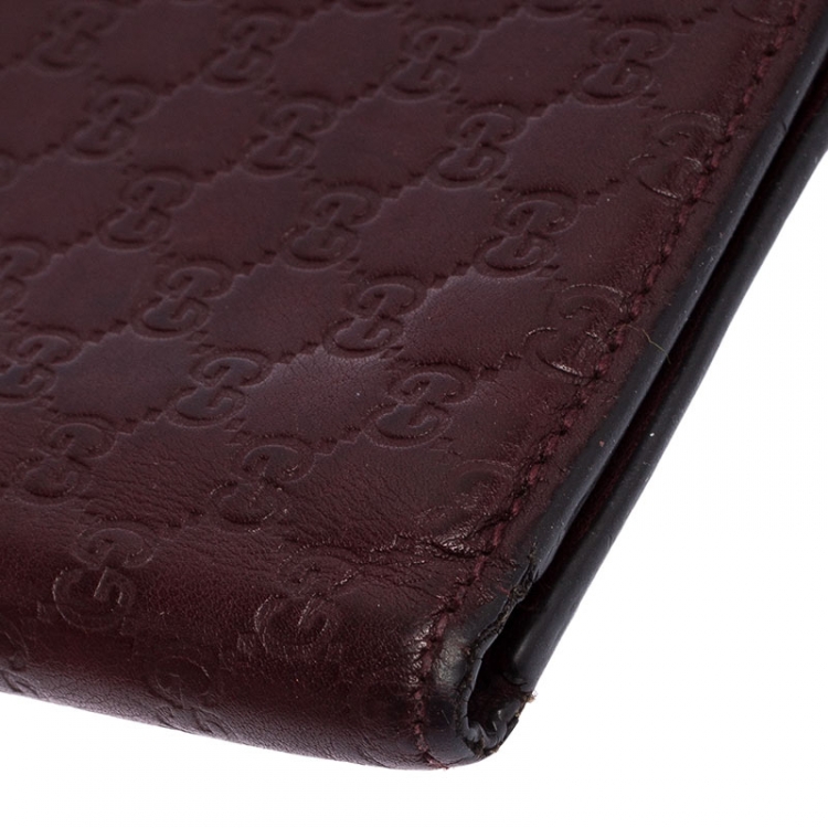 Pre Owned Gucci Burgundy Guccissima Leather Bifold Wallet