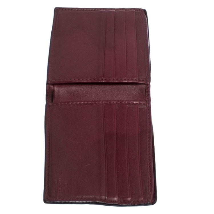 Pre Owned Gucci Burgundy Guccissima Leather Bifold Wallet