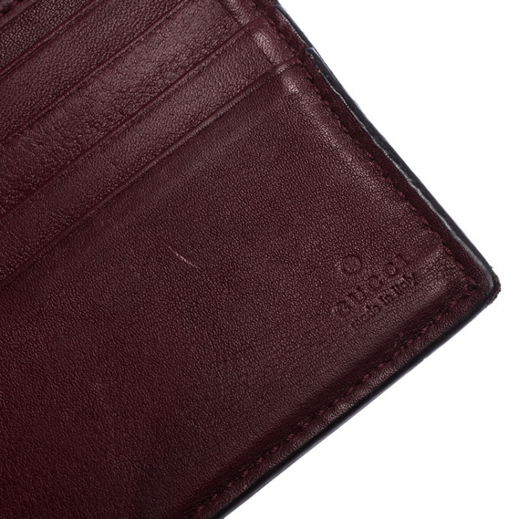 Pre Owned Gucci Burgundy Guccissima Leather Bifold Wallet