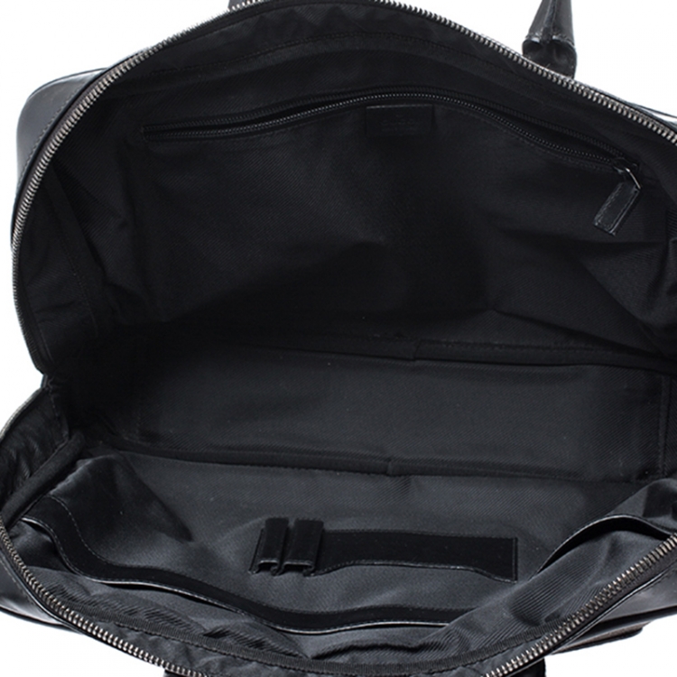 Pre Owned Gucci Black GG Canvas and Leather Briefcase