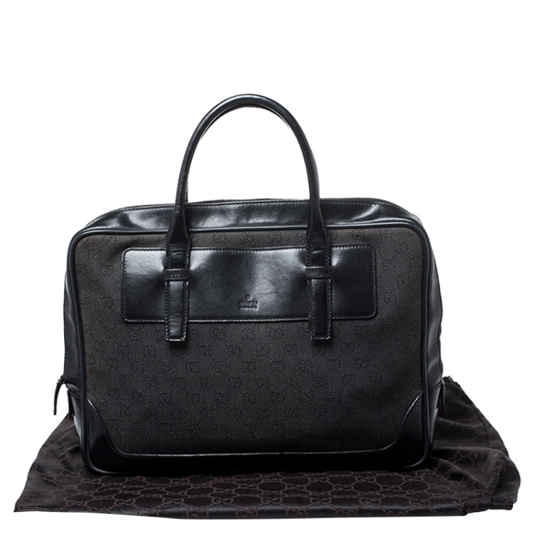 Pre Owned Gucci Black GG Canvas and Leather Briefcase