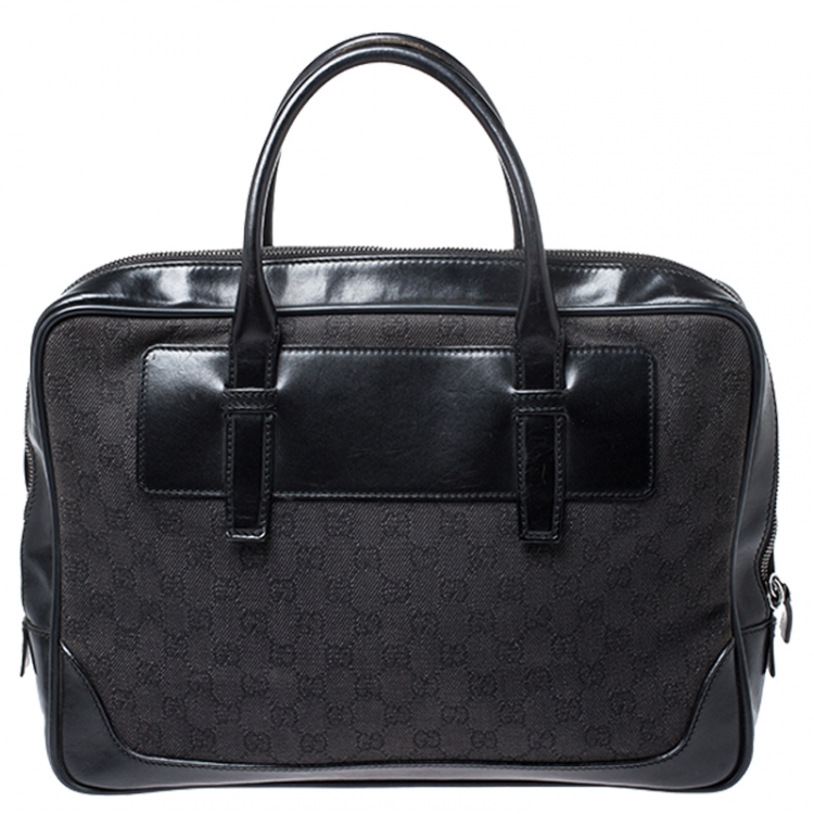 Pre Owned Gucci Black GG Canvas and Leather Briefcase