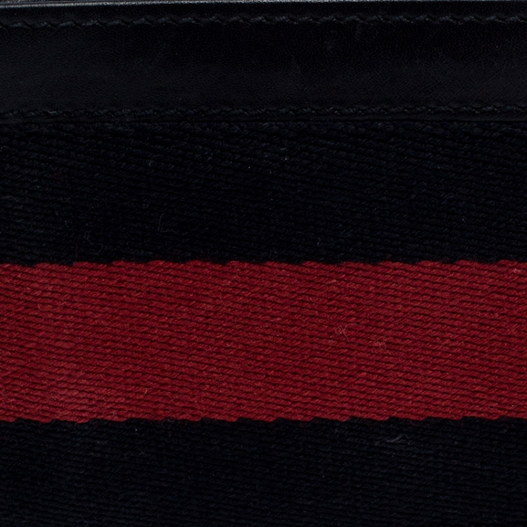 Pre Owned Gucci Black Guccissima Leather Web Bifold Wallet